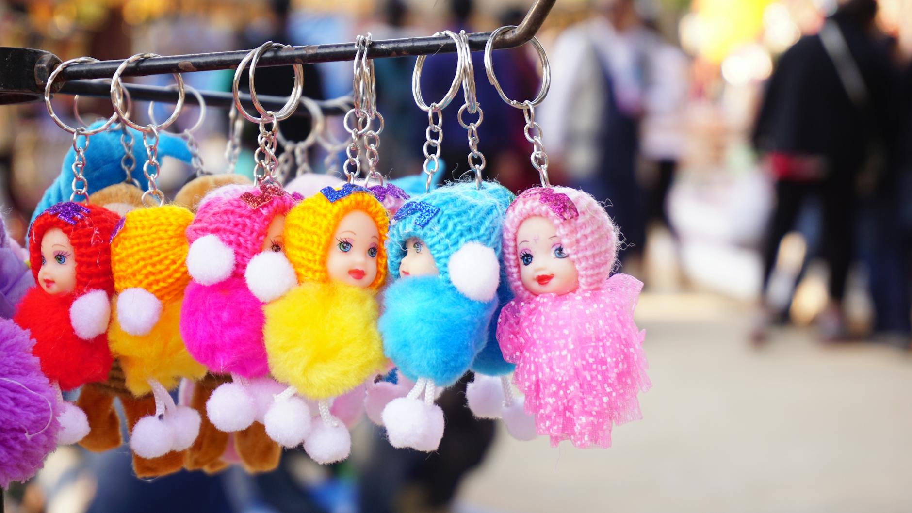 Keychains Hanging on Black Hook